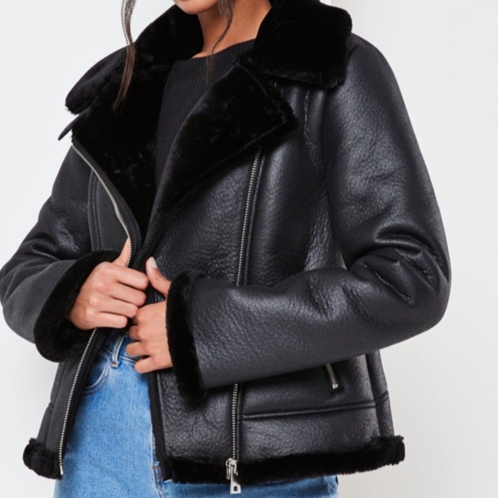 RF Premium Collection - Aviator Sherling Coat with detachable leather scarf.